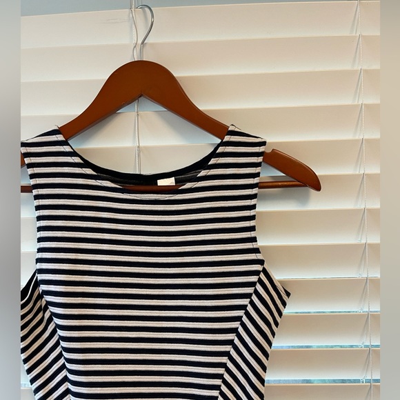H&M Navy Blue + White Striped Sleeveless Dress - Picture 2 of 6